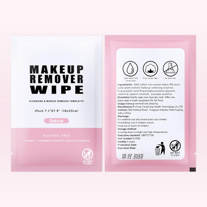 Stack of 50 individually wrapped makeup remover wipes
