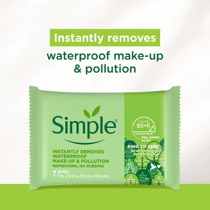 Simple face wipes pack showing Vitamin B5 and Vitamin E benefits