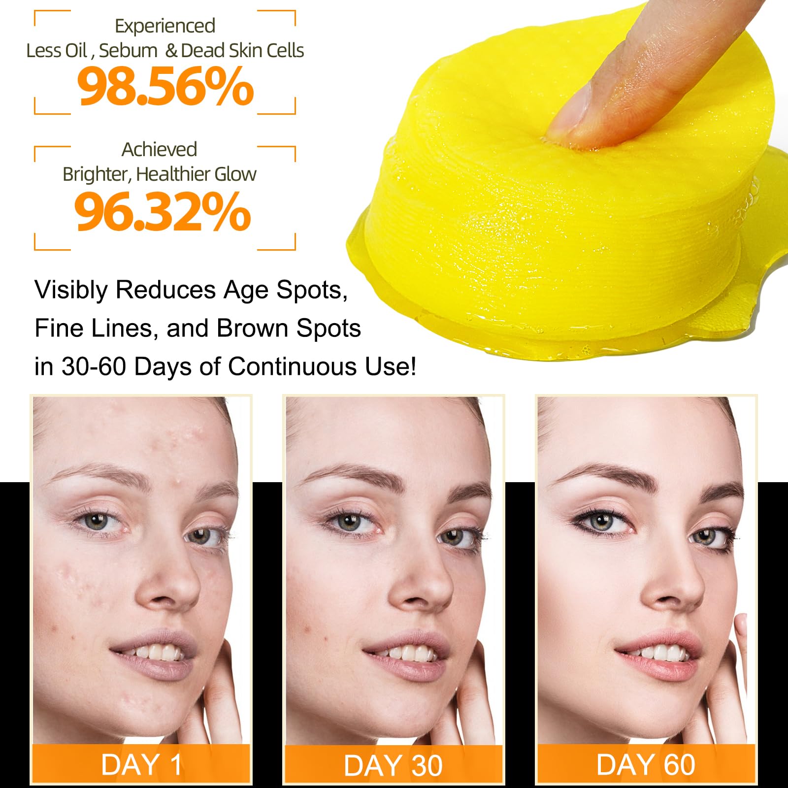 USA imported 50 count turmeric kojic acid face wash pads container label