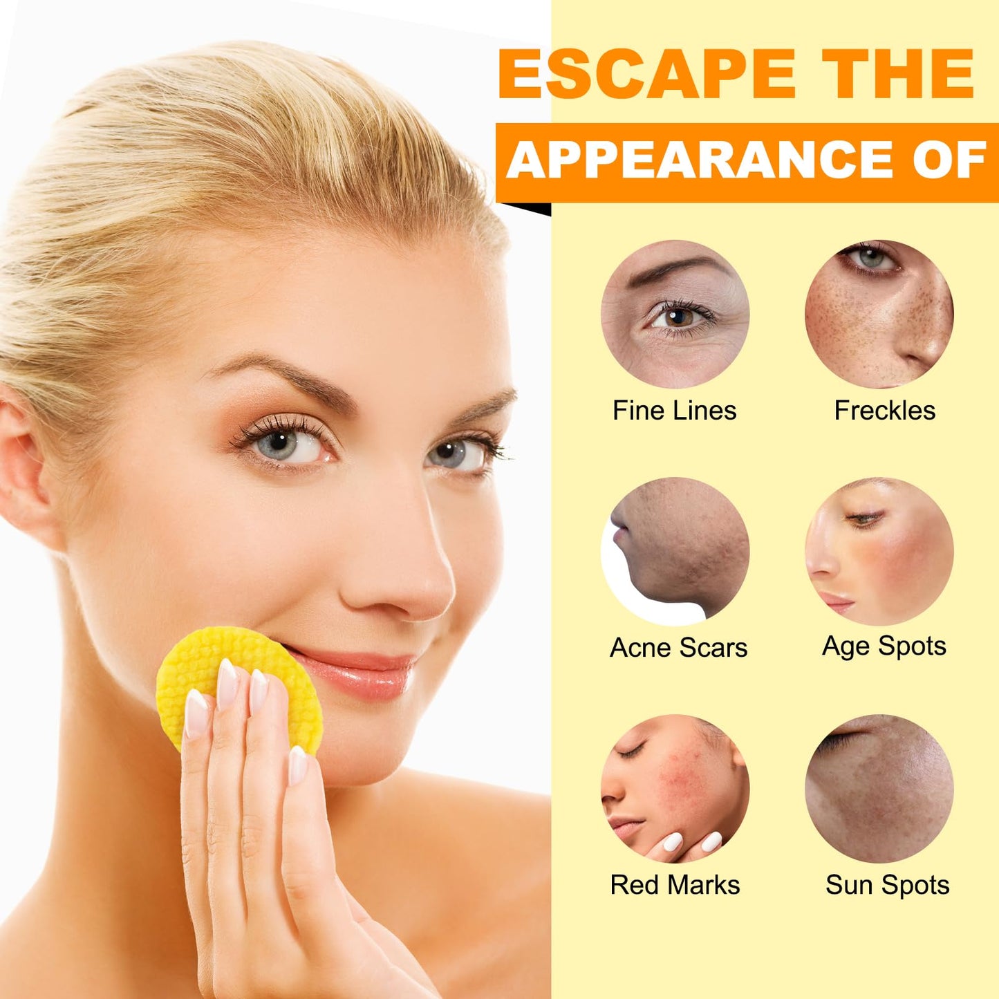Pre soaked foaming exfoliating pads with vitamin B5 for dark spot reduction