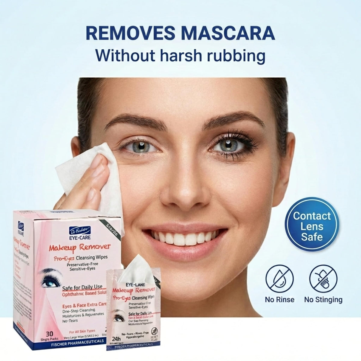 Dr. Fischer individually sealed makeup remover wipes for travel