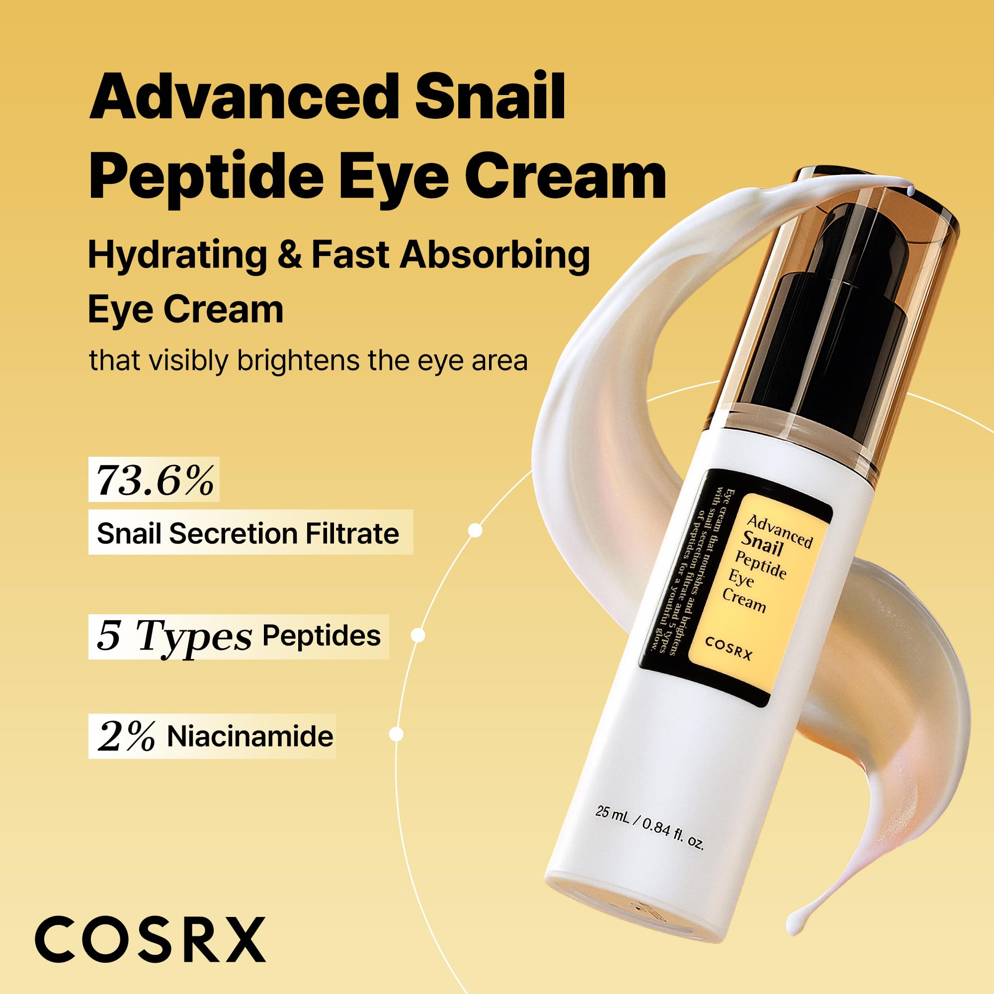 COSRX snail mucin under eye moisturizer for dark circles reduction