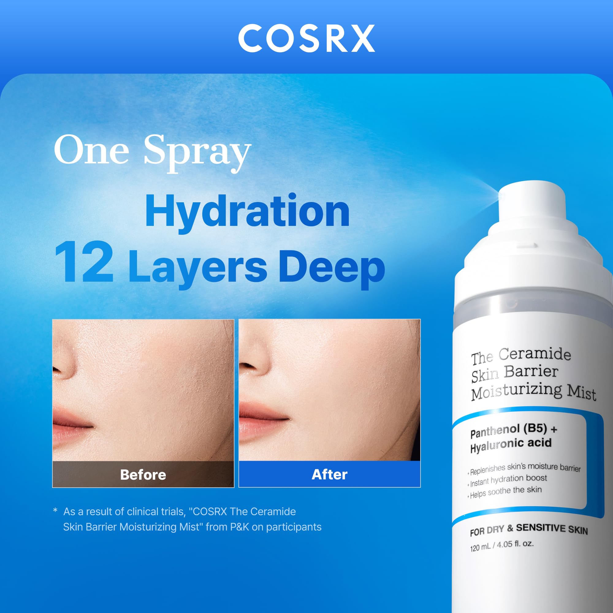 COSRX milky toner facial spray bottle showing product details and ingredients.