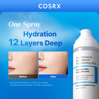 COSRX milky toner facial spray bottle showing product details and ingredients.