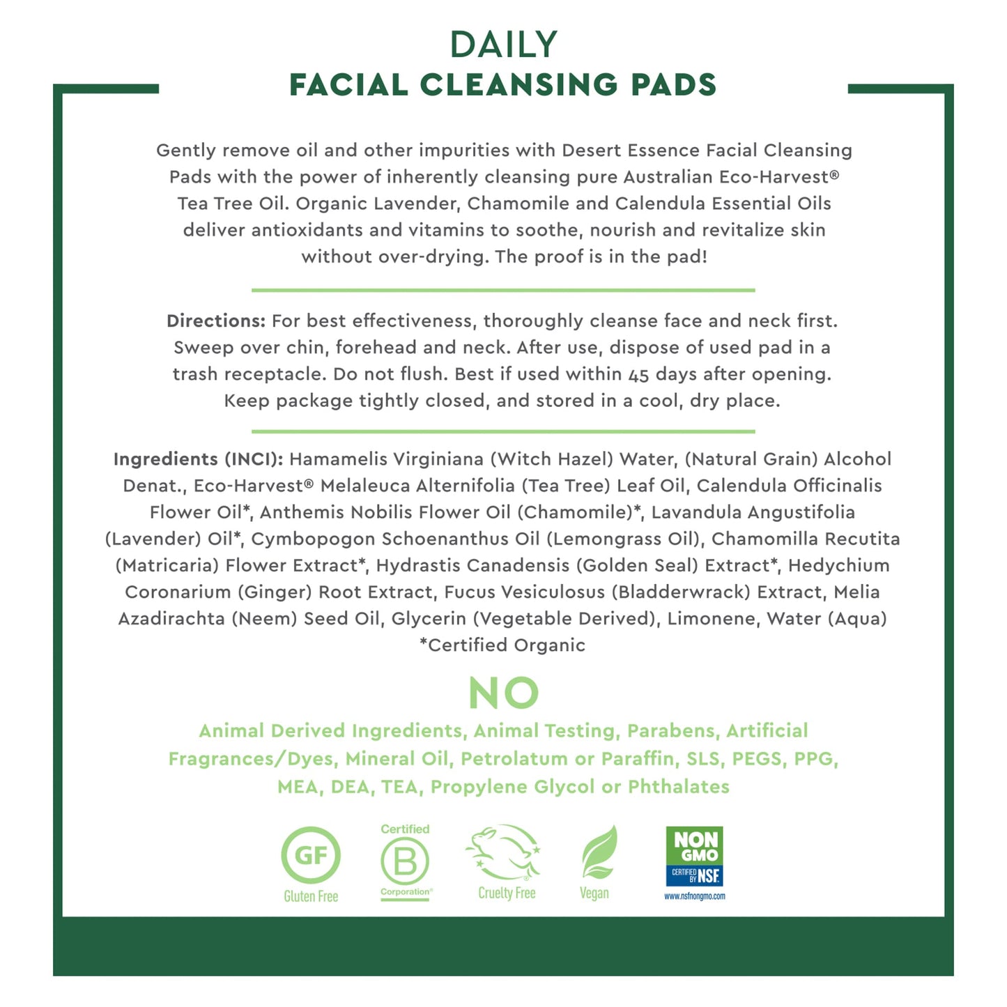 Desert Essence vegan non-GMO acne care pads open jar view