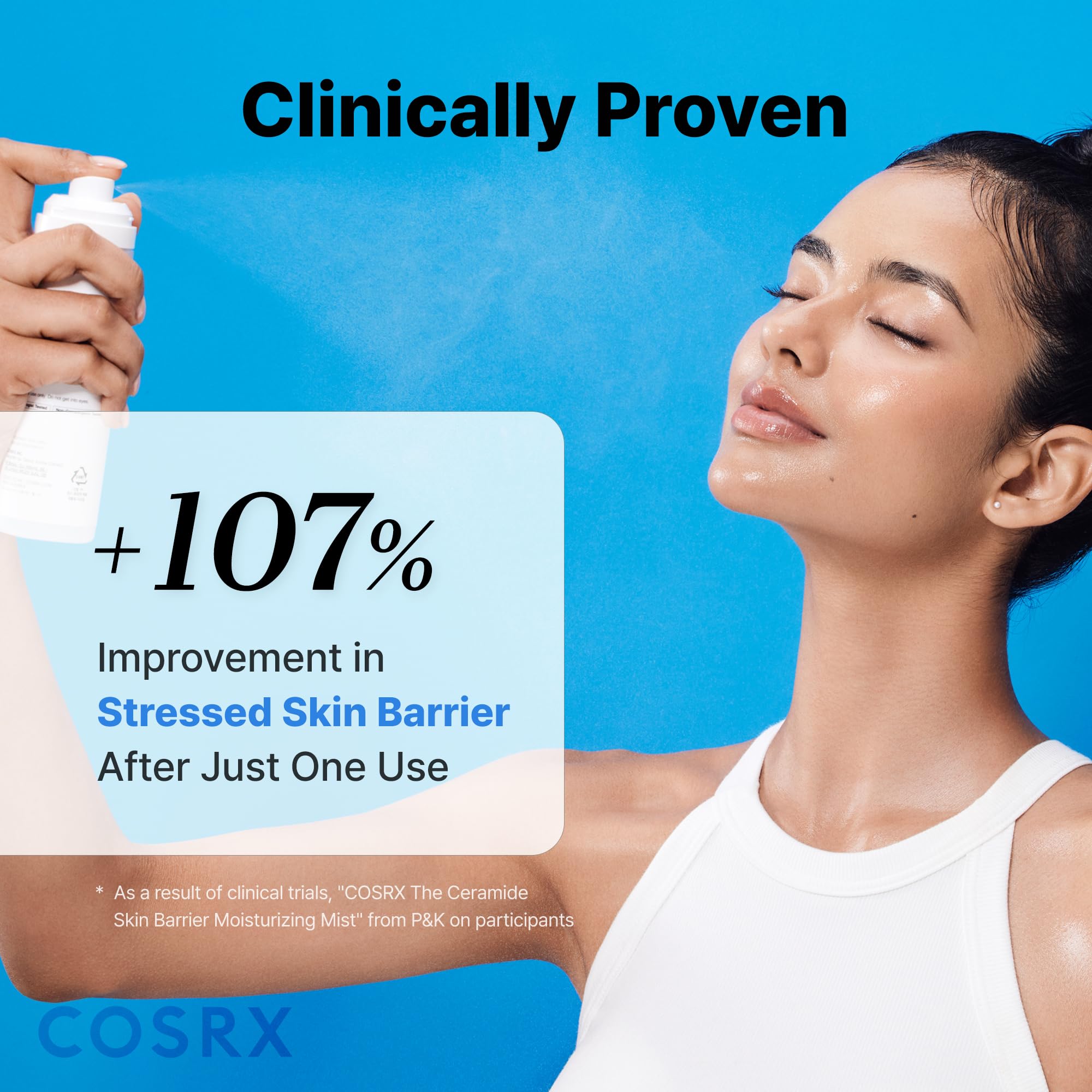 COSRX 120ml ceramide moisturizing mist fine spray mechanism close up.