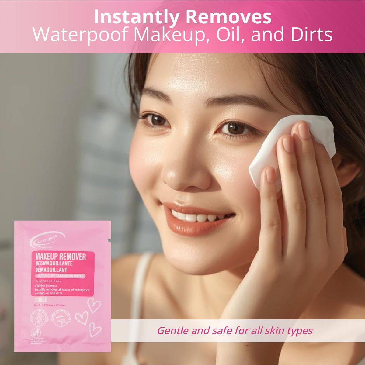 Air Jungles individually wrapped facial cleansing wipes
