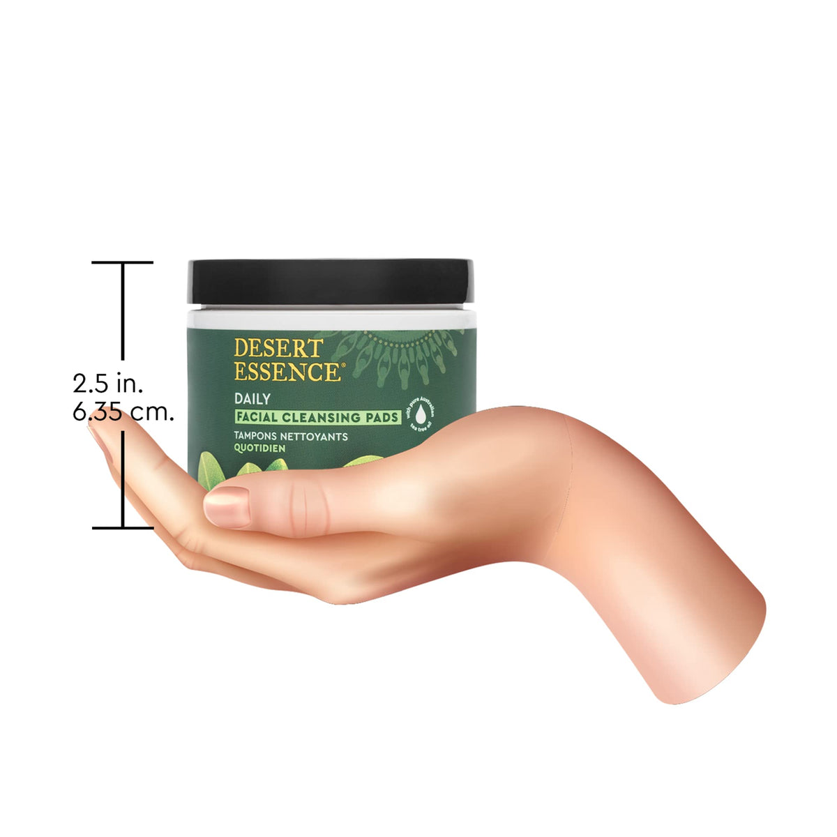 Desert Essence clear skin cleansing pads showing witch hazel and chamomile blend