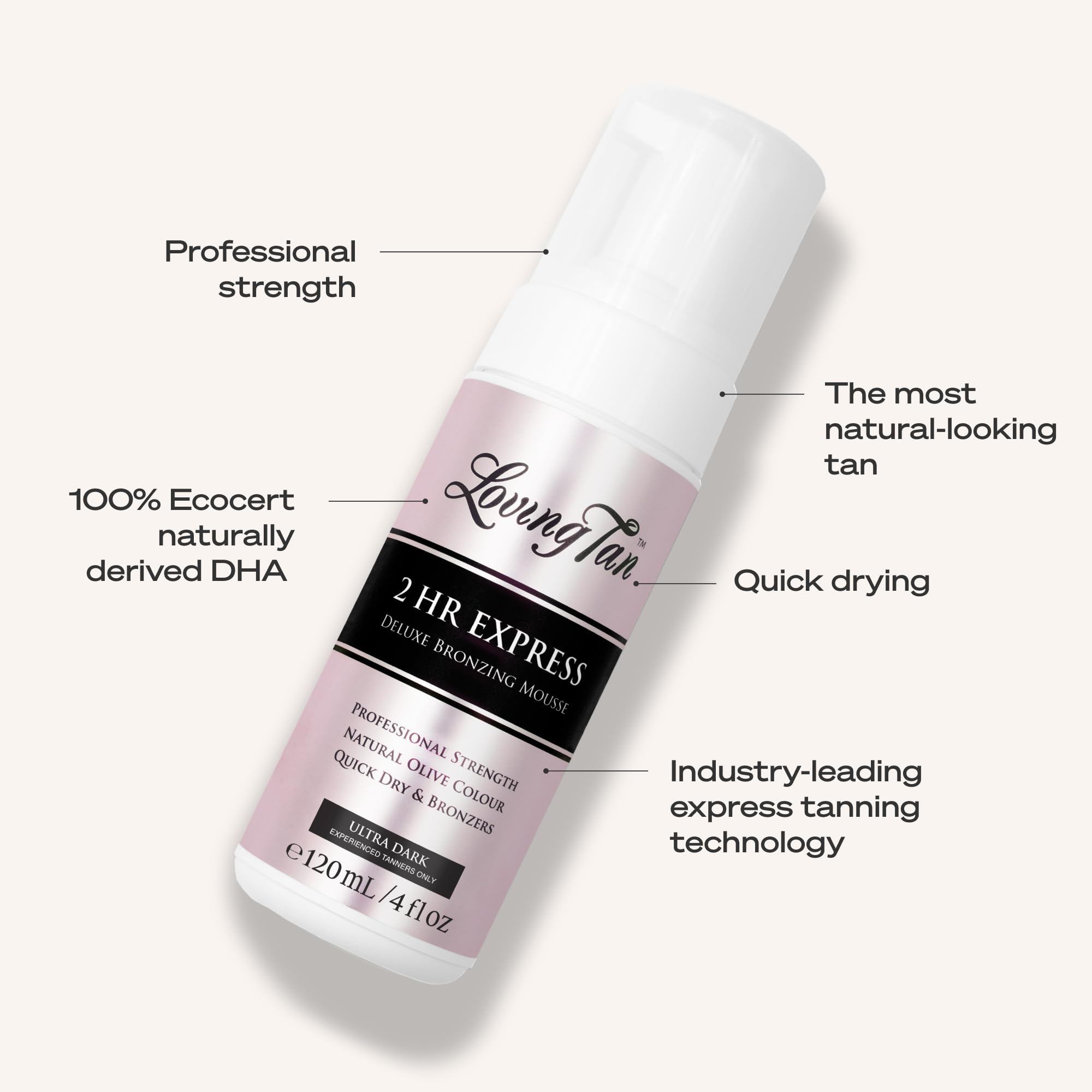 Professional quality self tanner bottle details