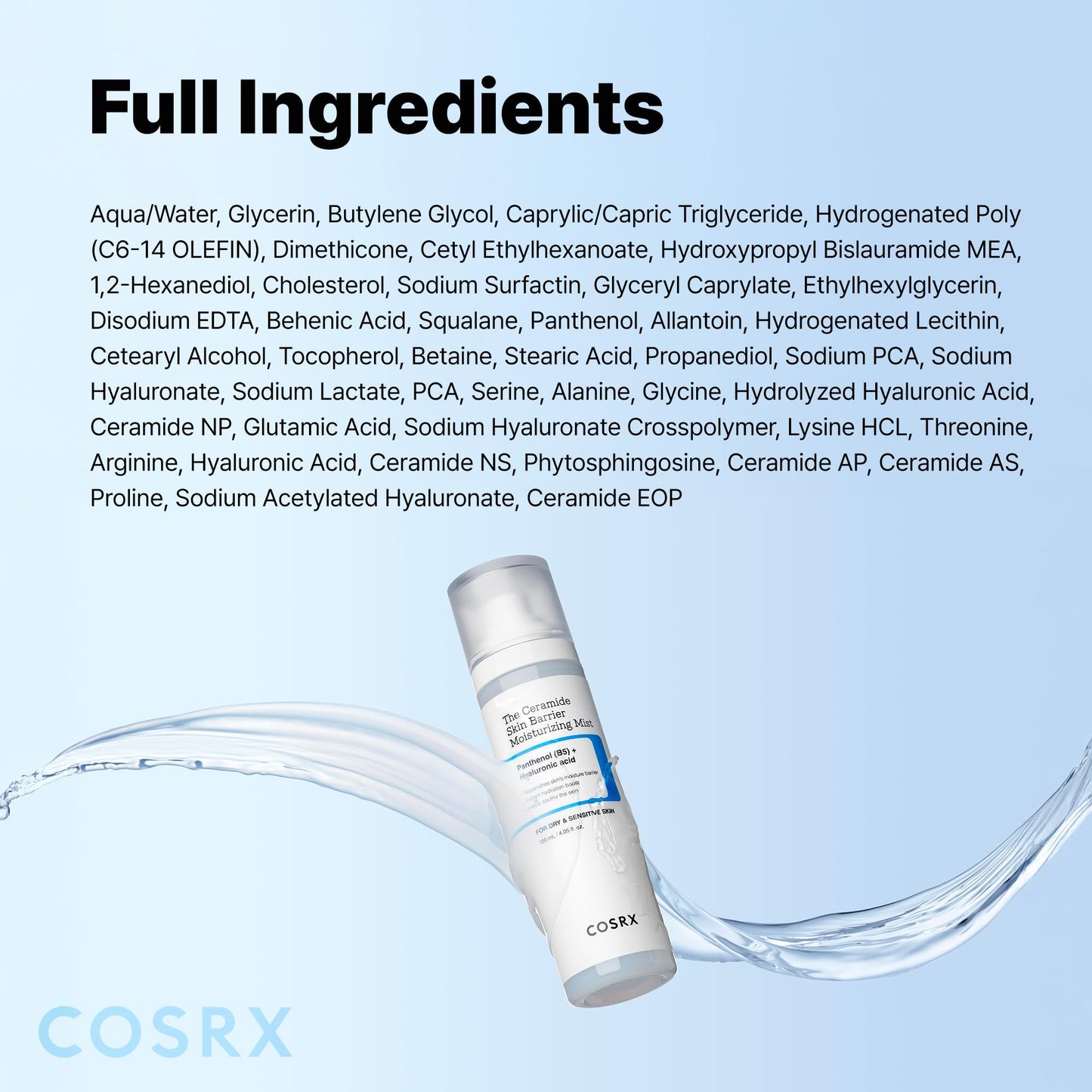 COSRX authentic K-beauty ceramide mist imported skincare bottle display.