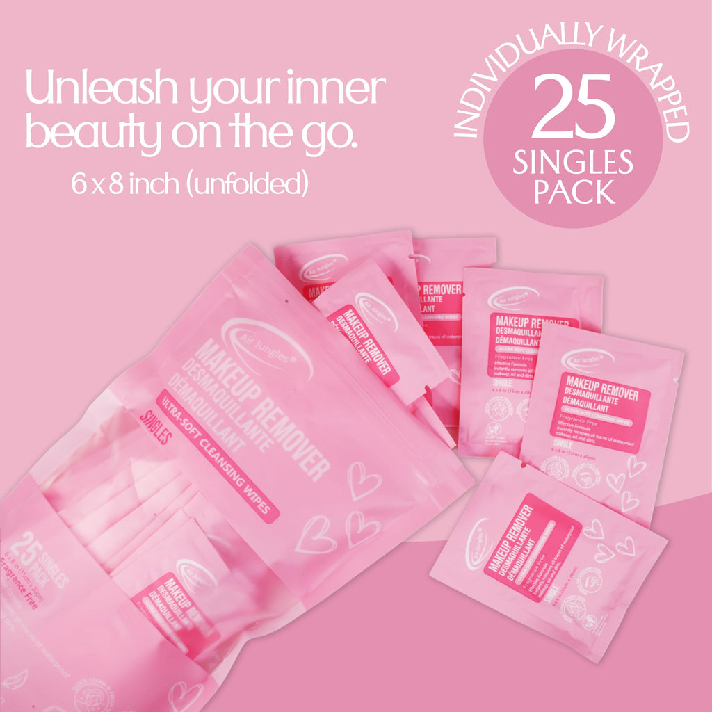 Travel-friendly Air Jungles makeup remover wipes singles