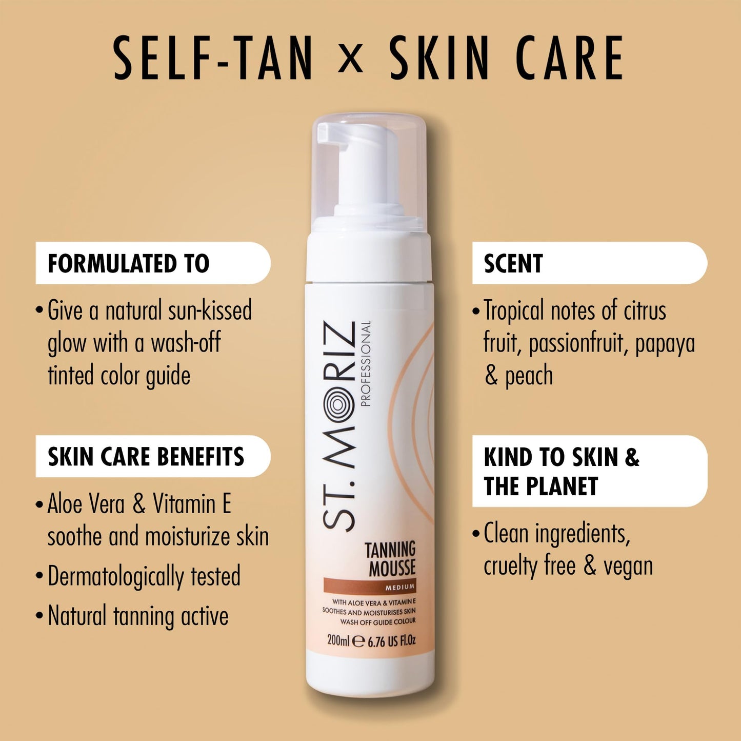 St. Moriz tanning mousse bottle packaging close up