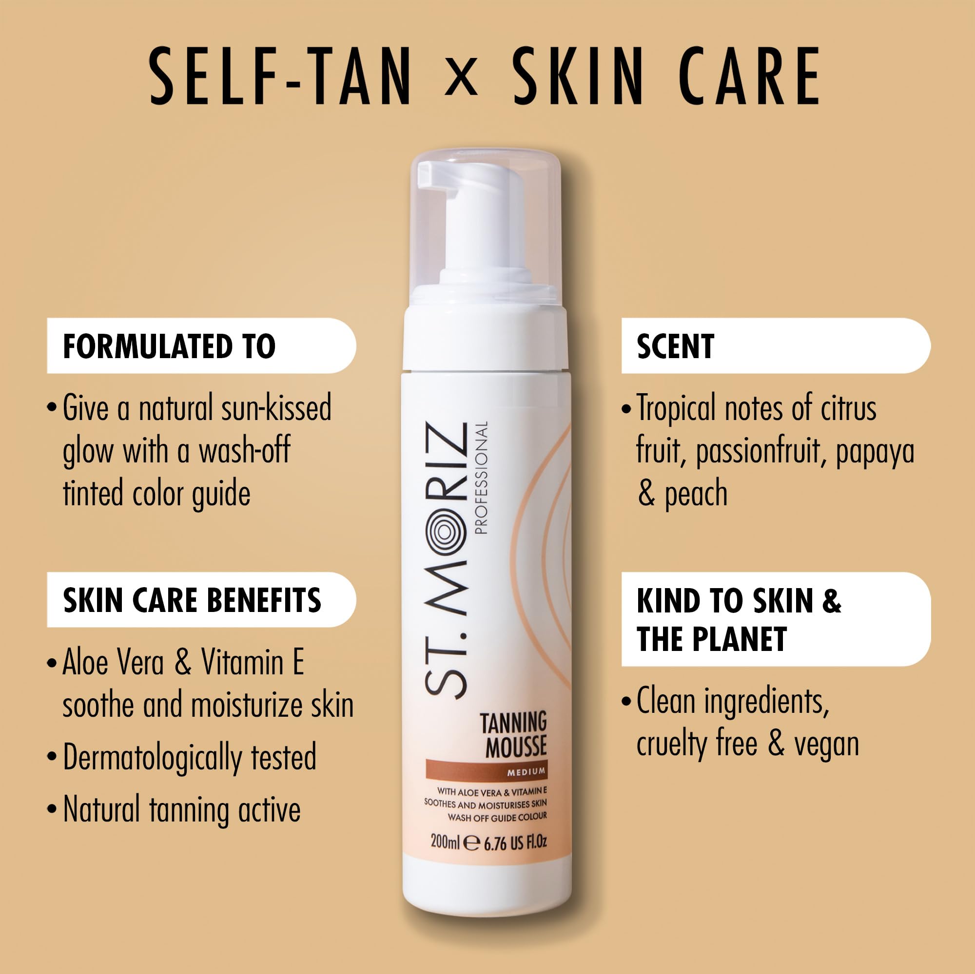 St. Moriz tanning mousse bottle packaging close up