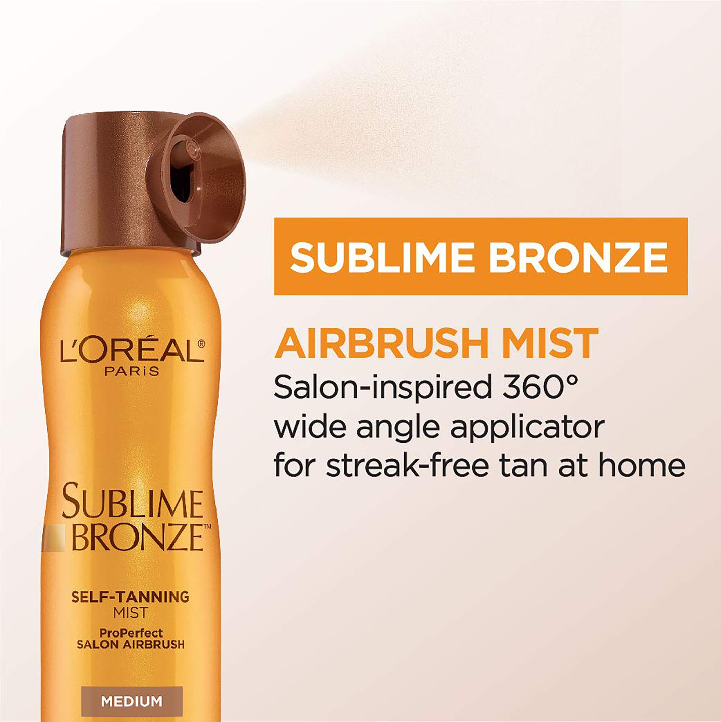 L'Oreal Paris airbrush spray tan aerosol can with 360 applicator nozzle