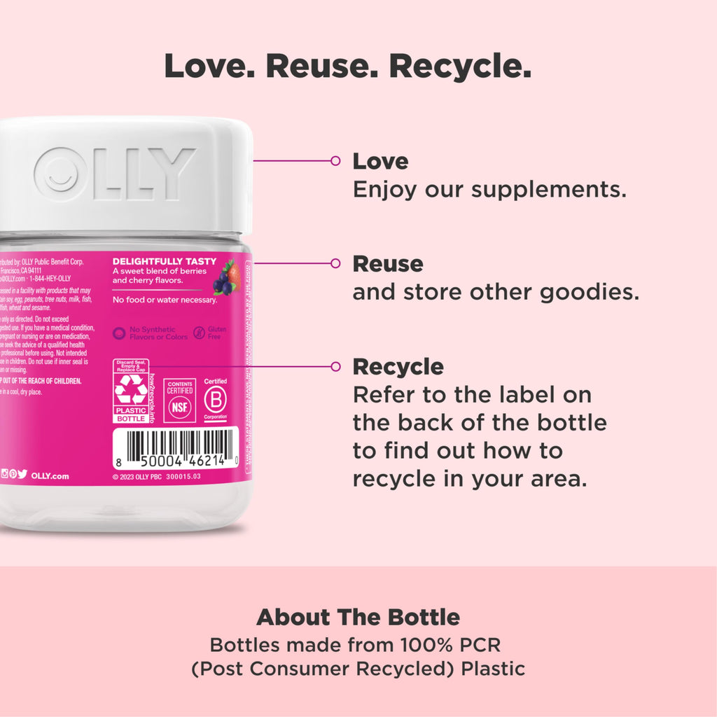 Authentic USA imported OLLY immune support gummy vitamins close up container view
