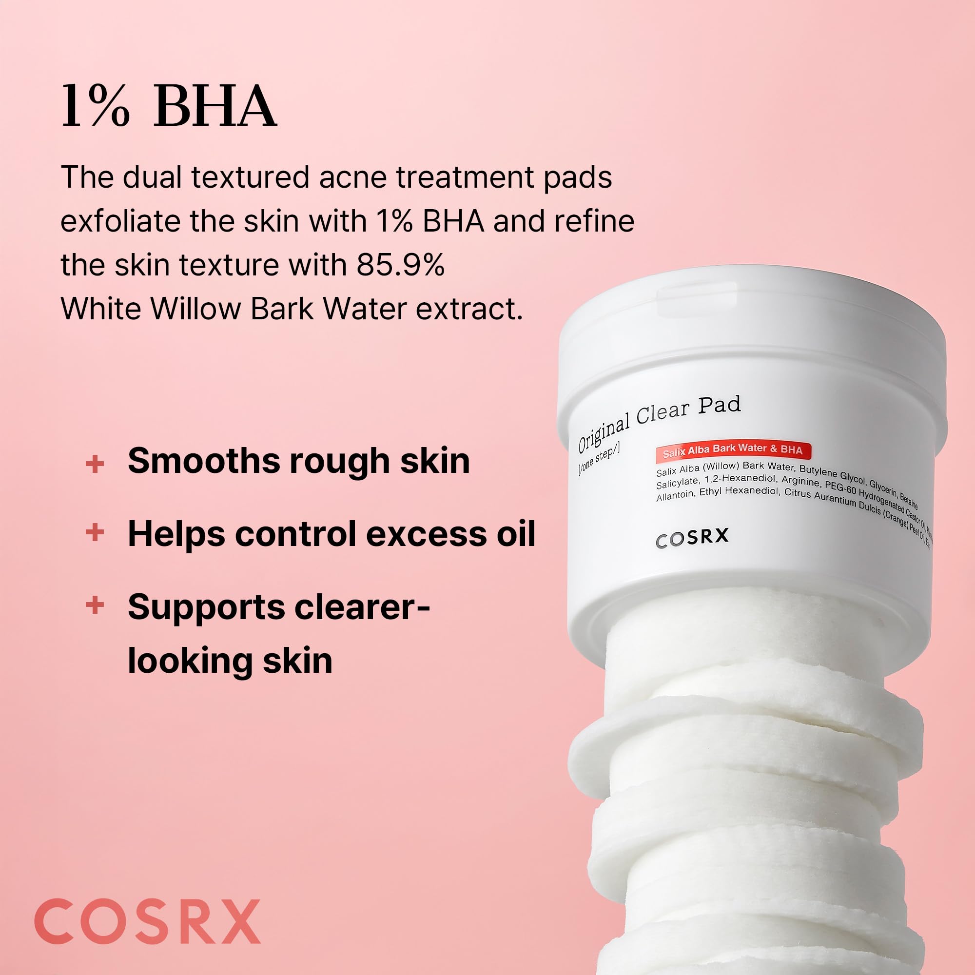 COSRX acne-clearing pimple pads packaging with clear view of Korean skincare branding