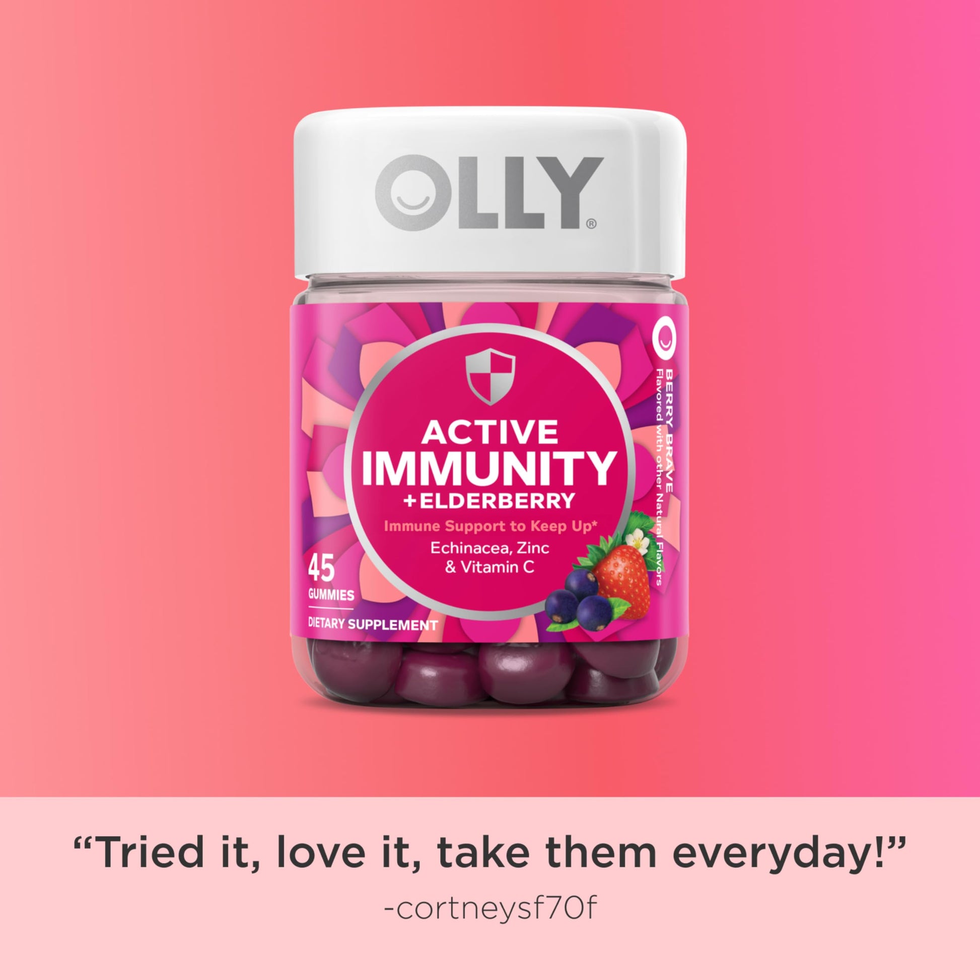 Gluten free berry flavored adult immunity gummies nutritional information label layout