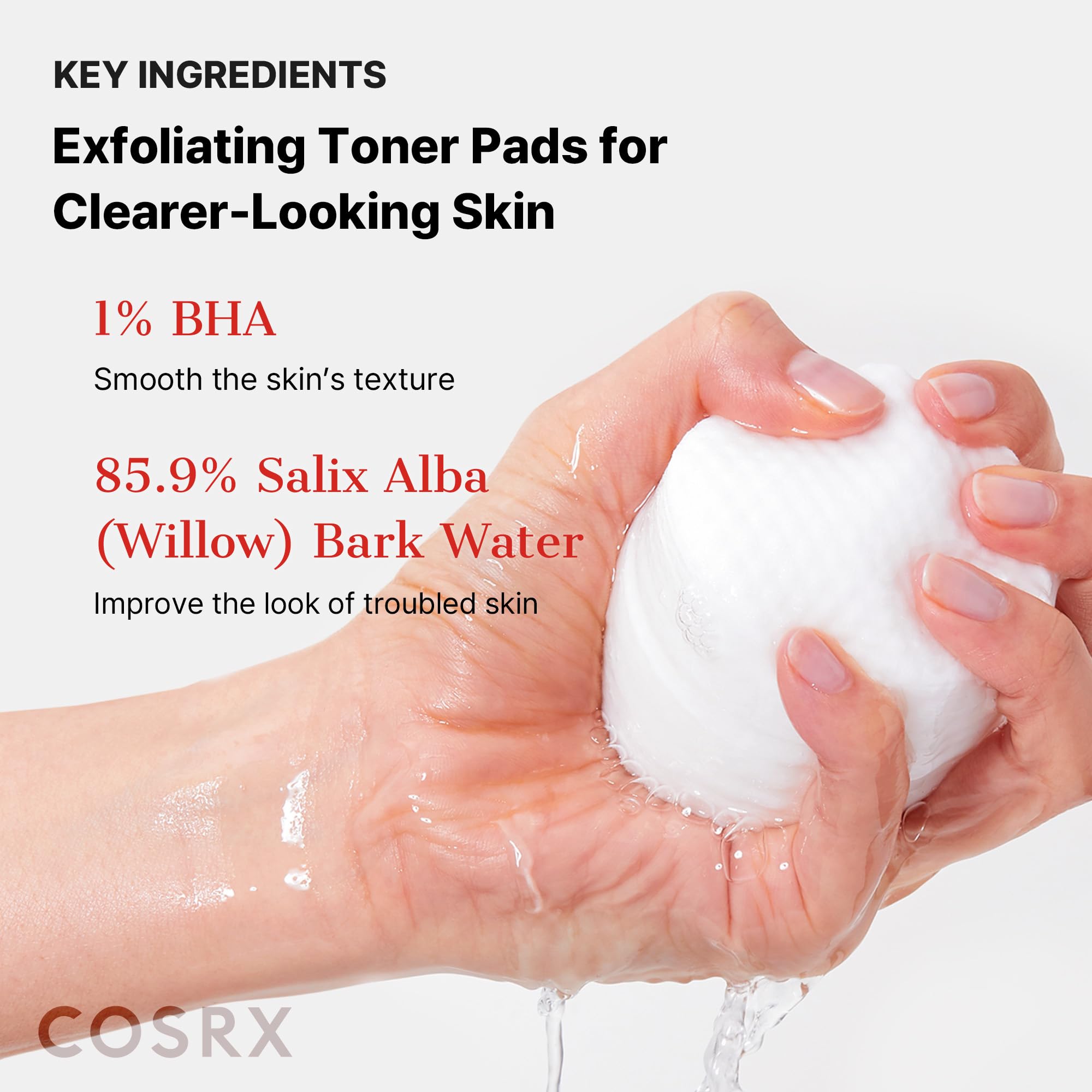 COSRX pore minimizing clear pads container angled view demonstrating product size