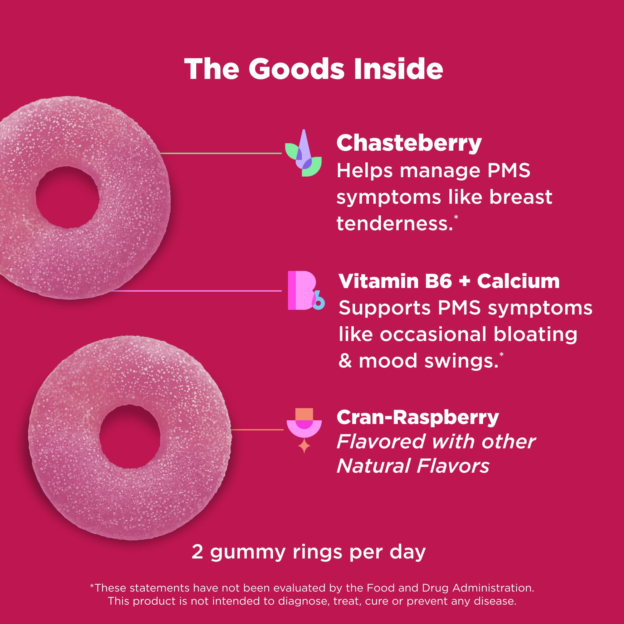 OLLY Period Hero Cran Raspberry supplement gummies for managing cycle bloating