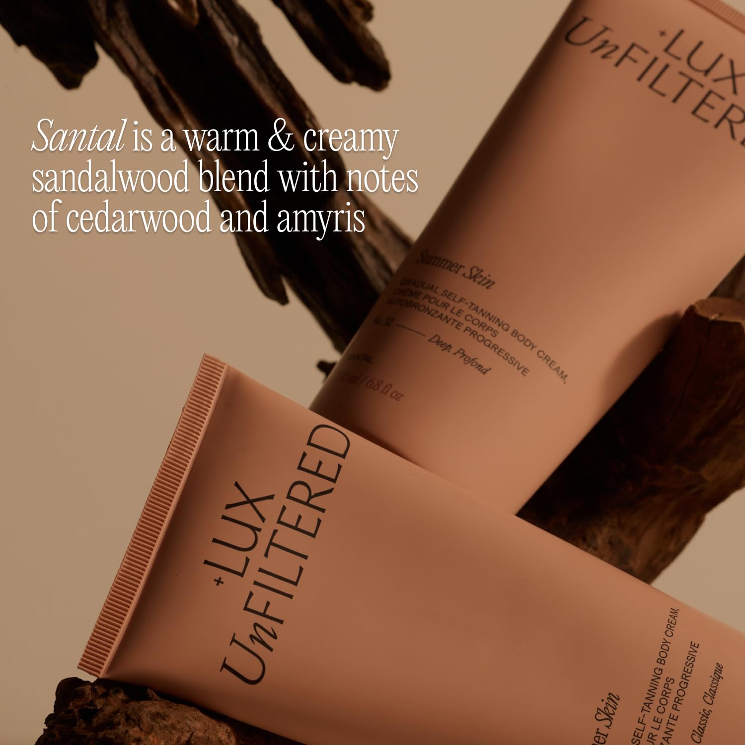 Back of Lux Unfiltered Number 32 tanning lotion bottle