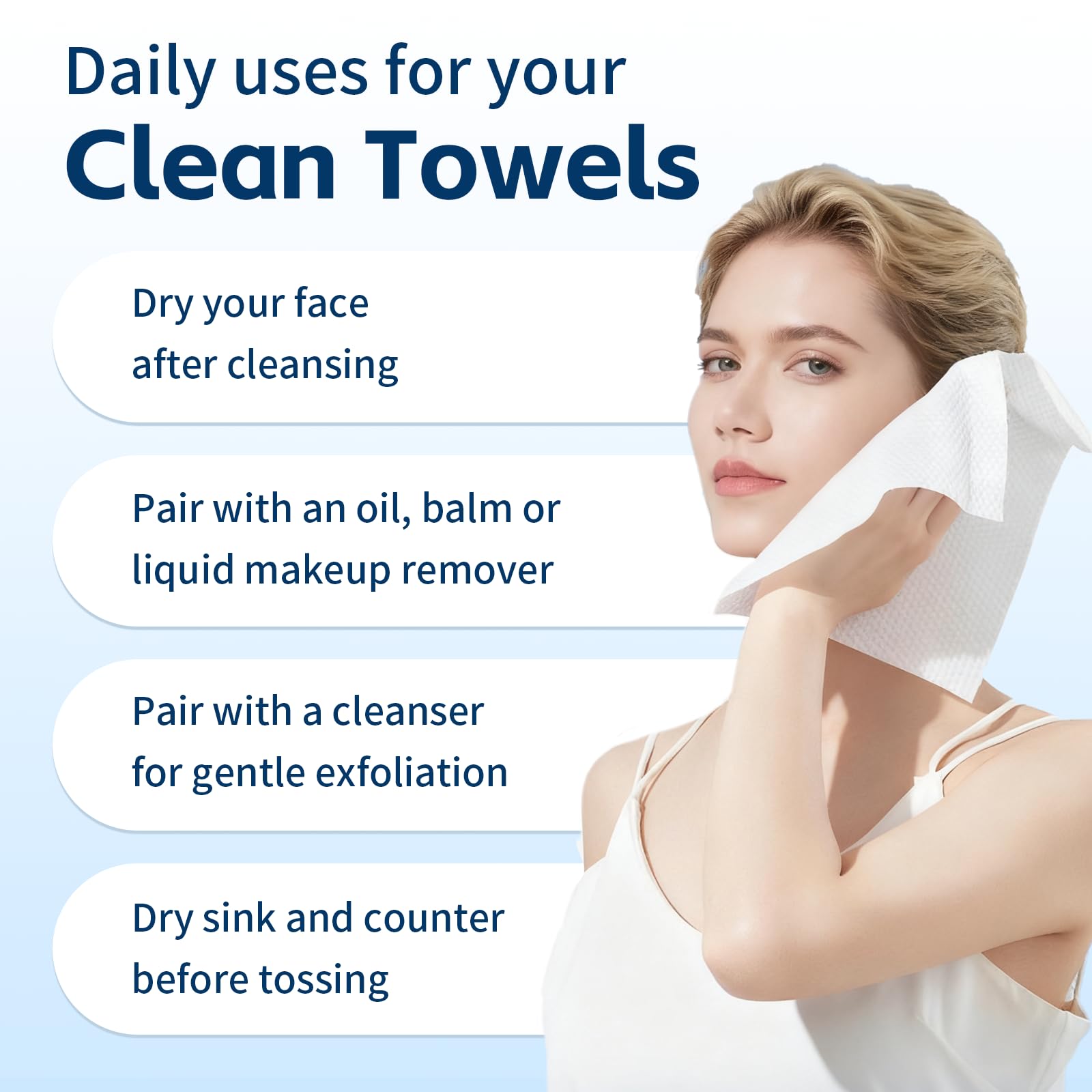 Celitina face towel packaging showing 50 count quantity