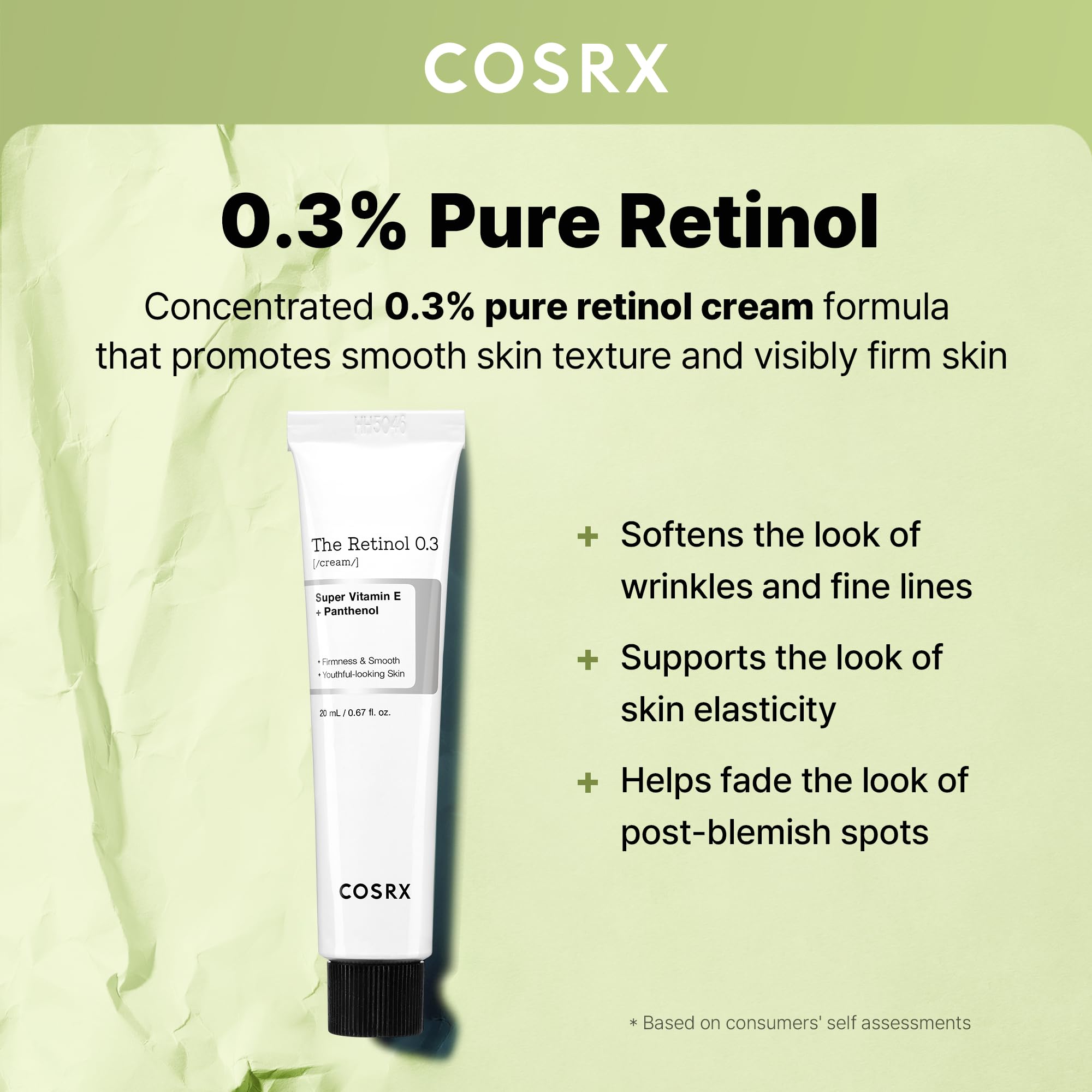 COSRX 0.3 percent pure retinol eye and neck wrinkle cream package
