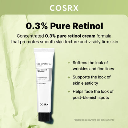 COSRX 0.3 percent pure retinol eye and neck wrinkle cream package