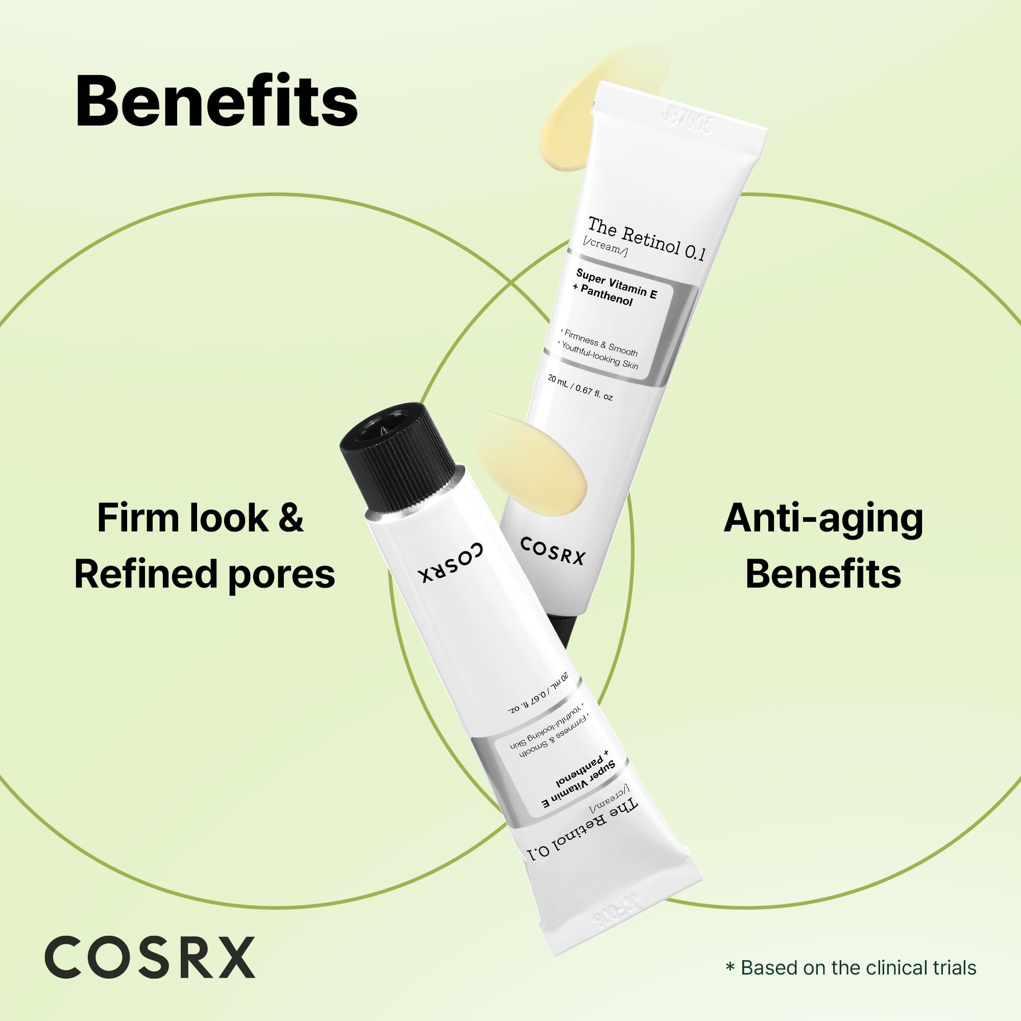 Back view of COSRX 0.1 percent retinol cream showing usage directions and volume details