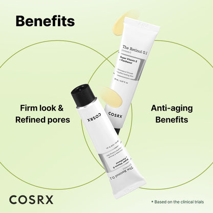 Back view of COSRX 0.1 percent retinol cream showing usage directions and volume details