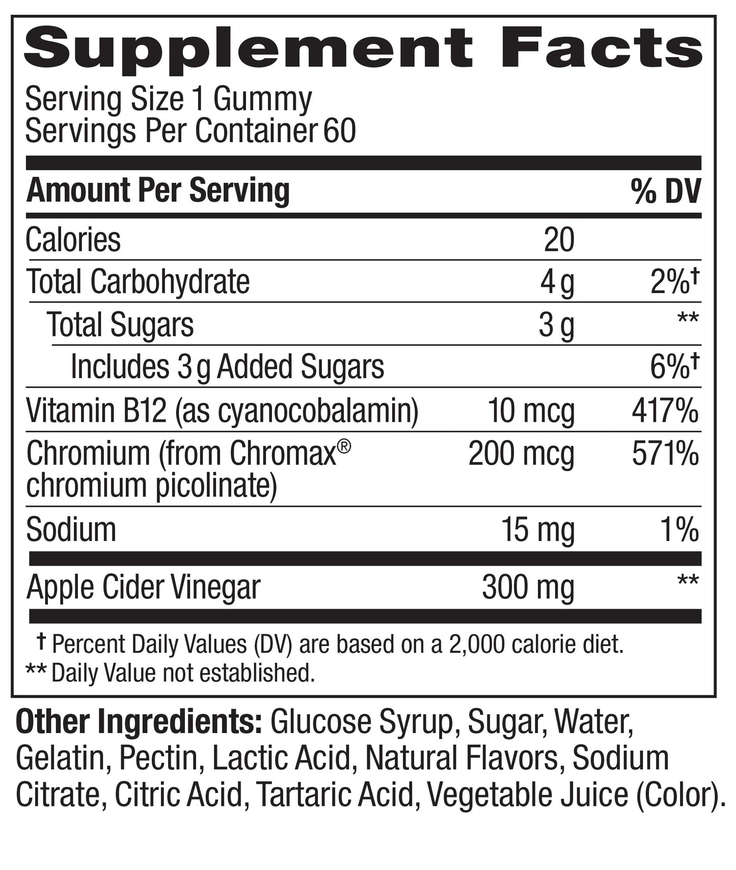 Authentic imported Olly dietary supplement bottle back label
