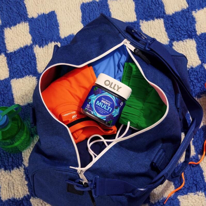 Top angle view of the child resistant cap on the OLLY daily wellness supplement bottle