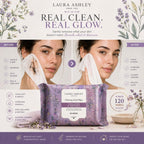 Resealable opening of Laura Ashley cleansing makeup remover wipes