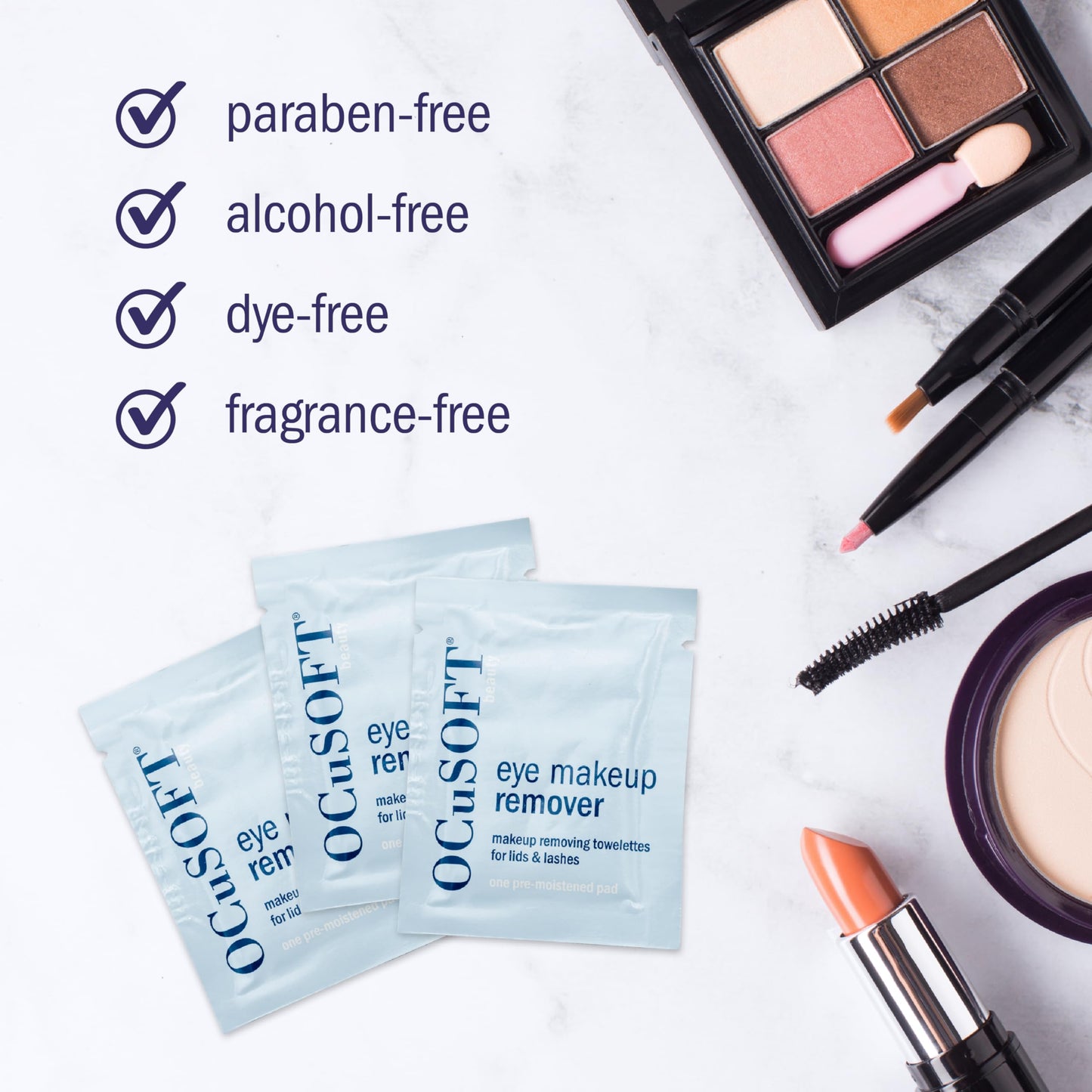 OCuSOFT eyelid and eyelash pre moistened wipes travel friendly packaging