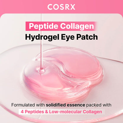 COSRX under-eye hydrogel masks container open displaying the pink gel patches inside.