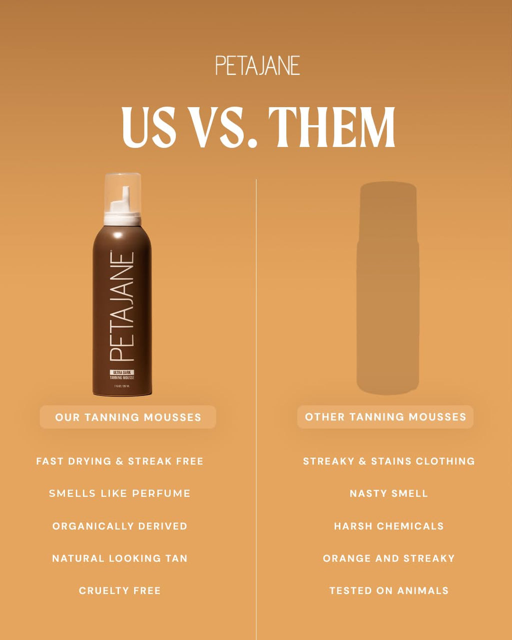 Peta Jane Ultra Dark Tanning Mousse back view ingredients