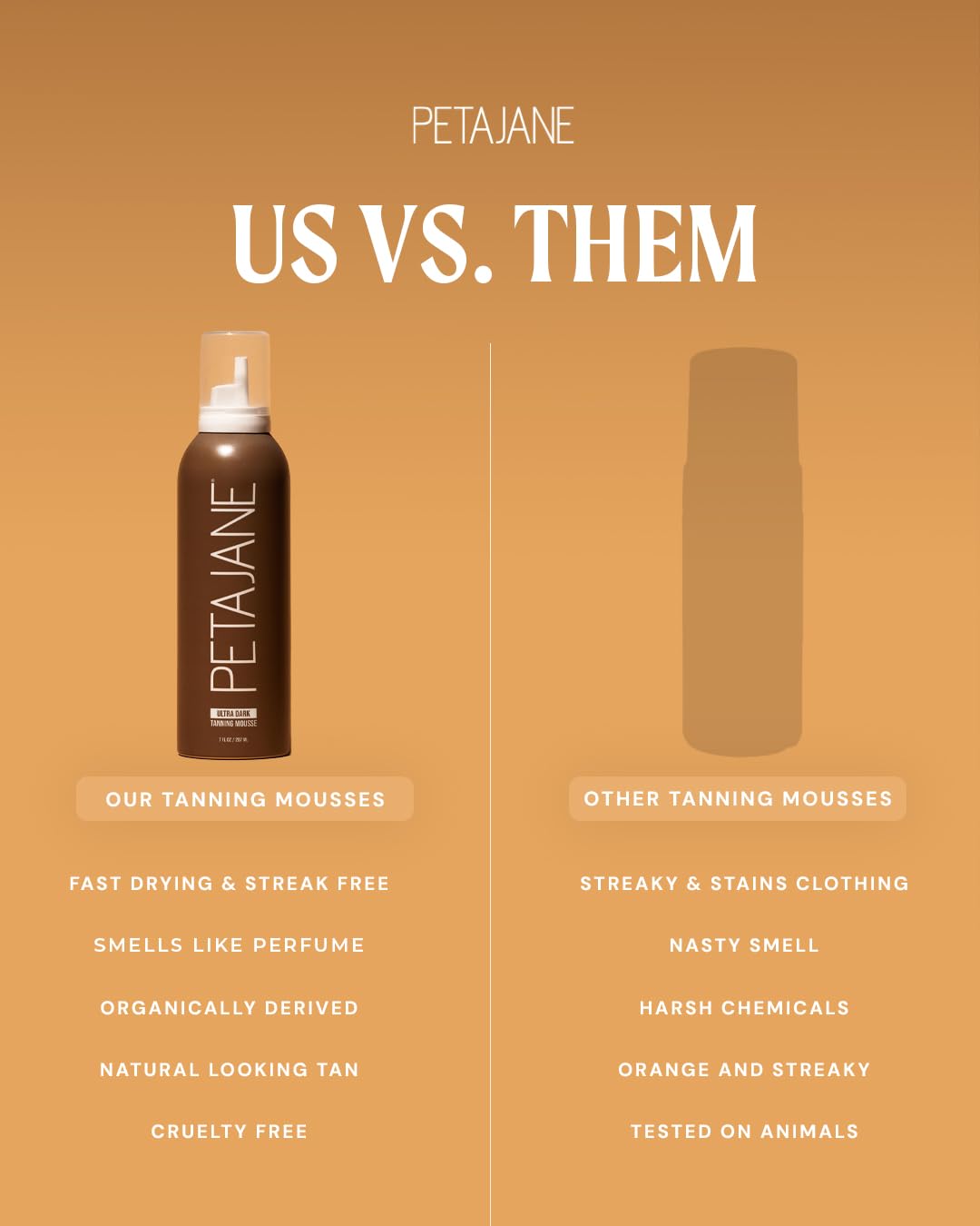 Peta Jane Ultra Dark Tanning Mousse back view ingredients