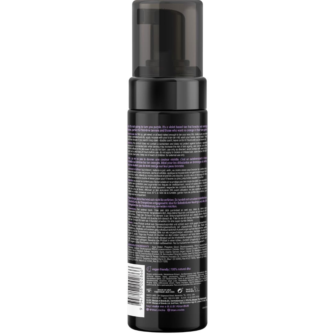 B.tan violet base dark self tanning mousse bottle