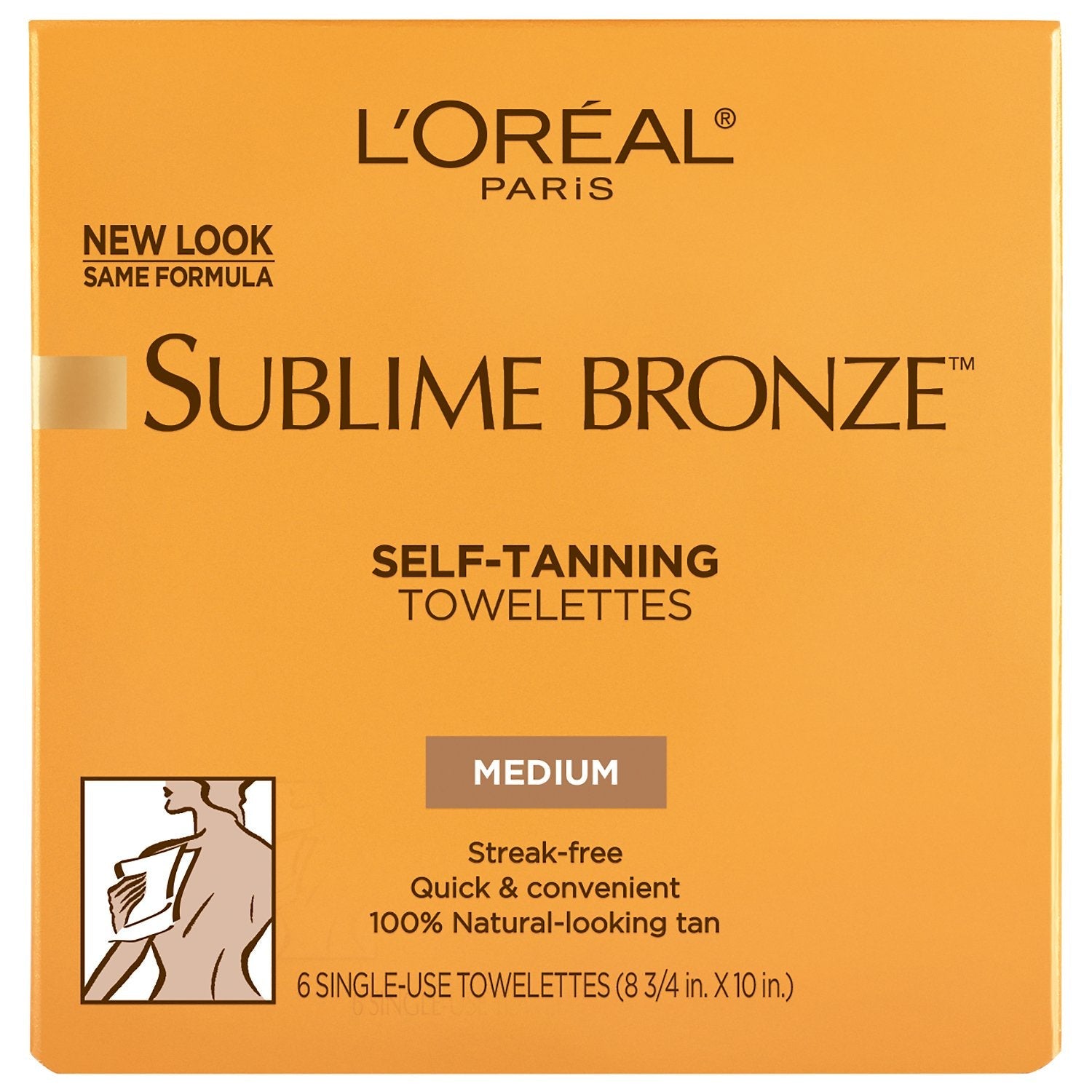 L'Oreal Paris medium natural tan single use body wipe individual packet