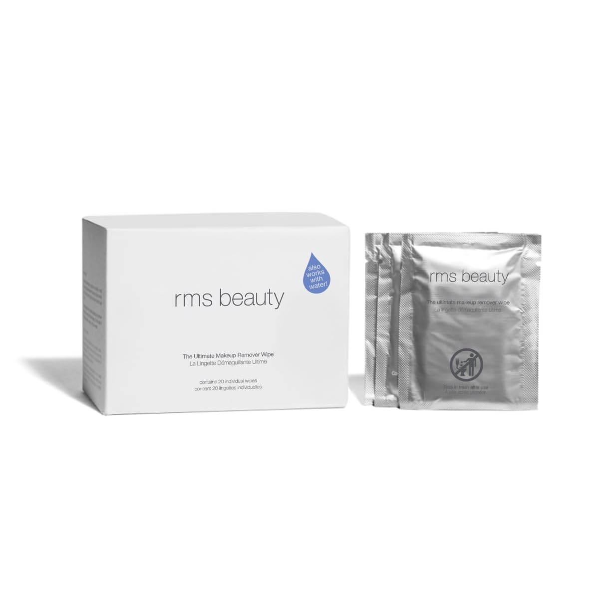 RMS Beauty skincare collection featuring makeup remover wipes