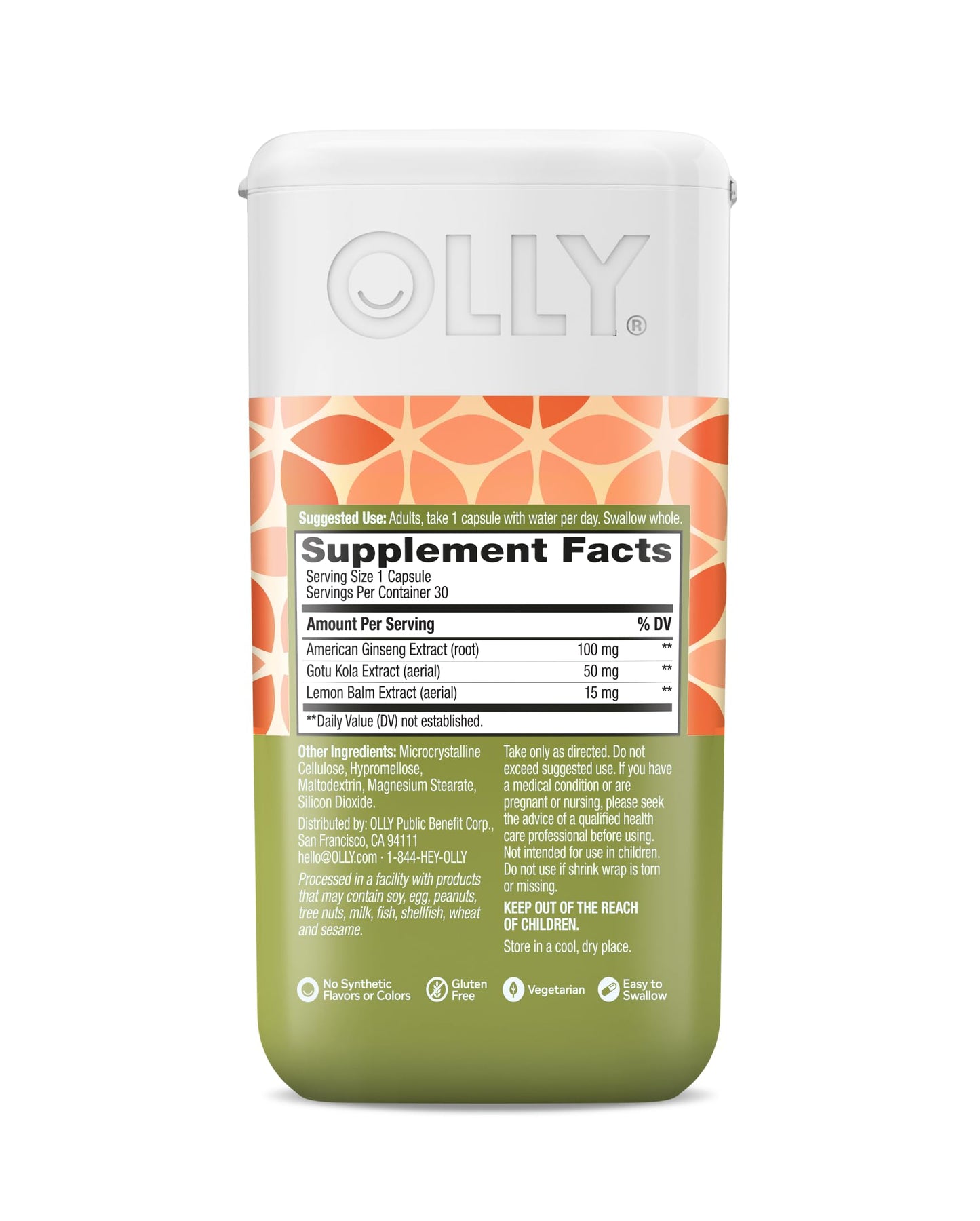 Olly Focus vegetarian capsules packaging