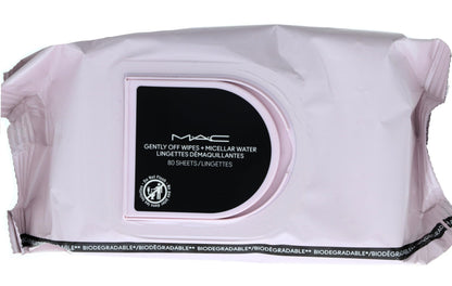 Side view of MAC Gently Off Wipes showing 80 sheet count