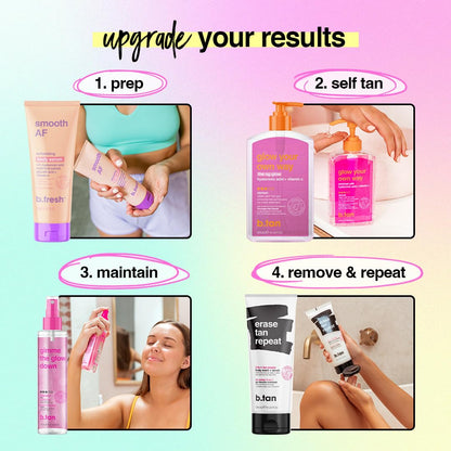 Side profile of B.Tan clear tanning gel bottle