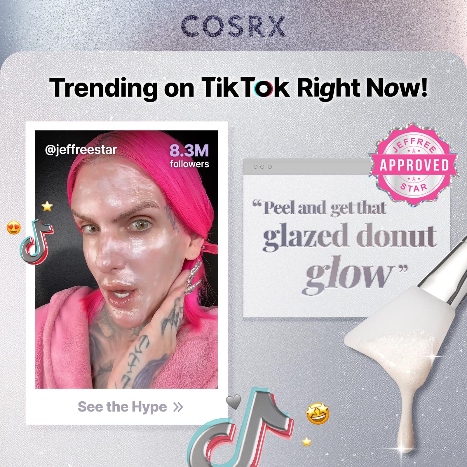 COSRX PDRN Exosome Glaze Wrapping Mask tube being squeezed out showing the opalescent cream texture.