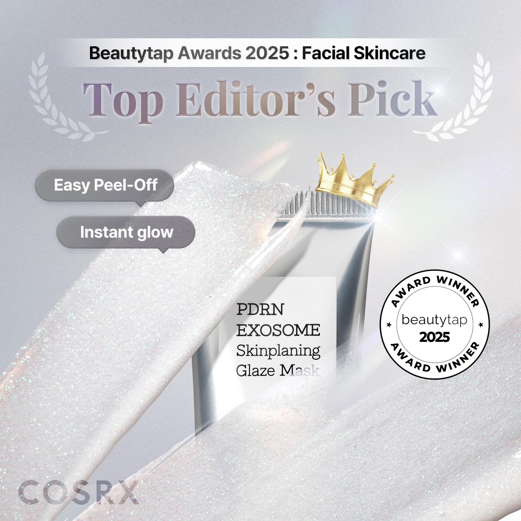 Hygienic silicone spatula brush applying the salmon DNA peel off mask onto the cheek.