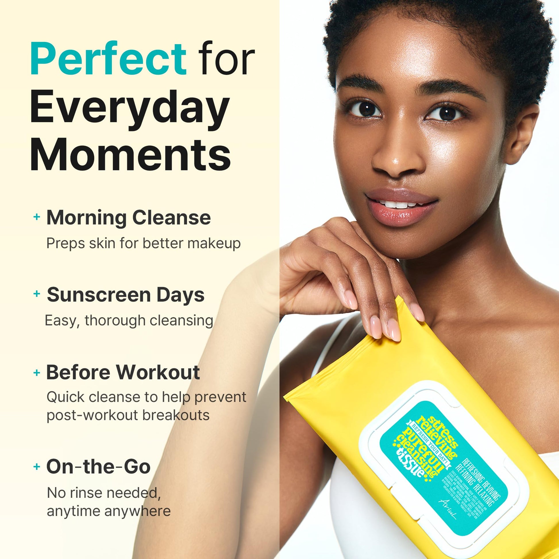 Gentle daily facial wipes showing texture and thickness for effective skincare and dirt removal.