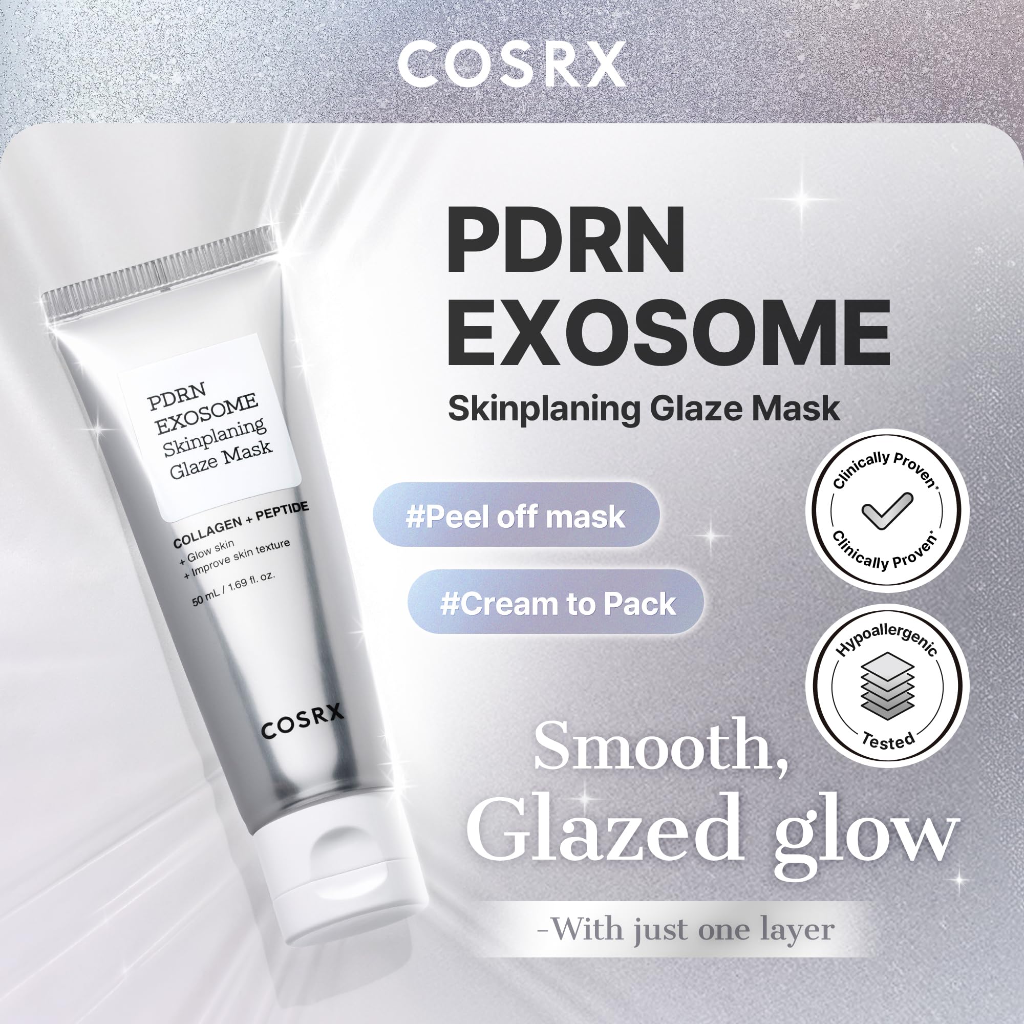 The transparent iridescent glaze film drying on the skin for overnight glass skin treatment.