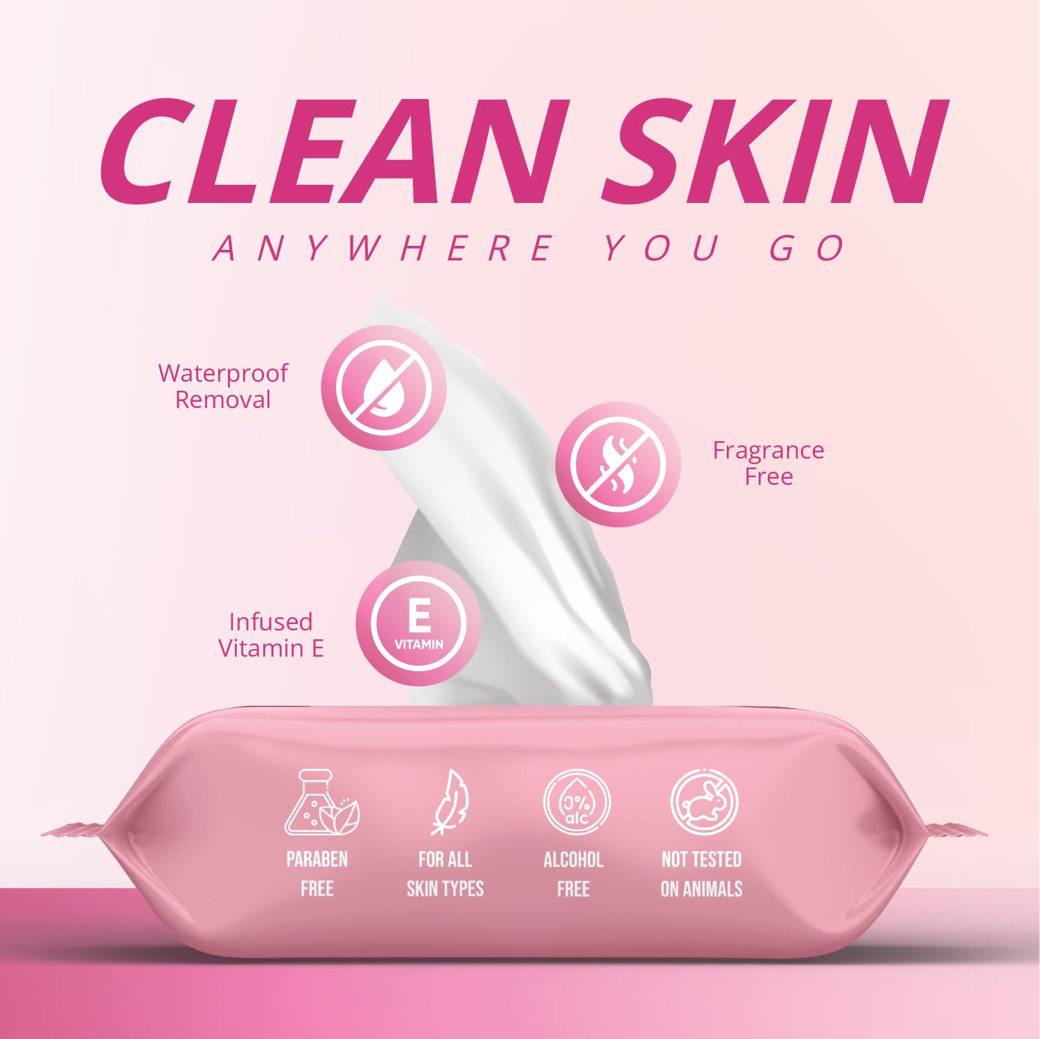 Air Jungles fragrance free cleansing wipes resealable pack opening detail.