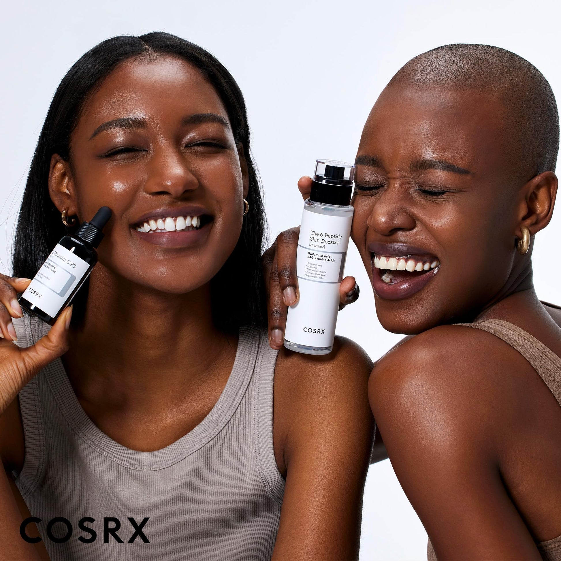 Before and after demonstration showing skin texture improvement with COSRX niacinamide