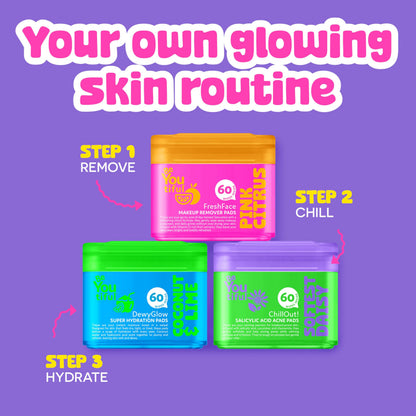 Hand holding BeYoutiful FreshFace skincare wipe for teens