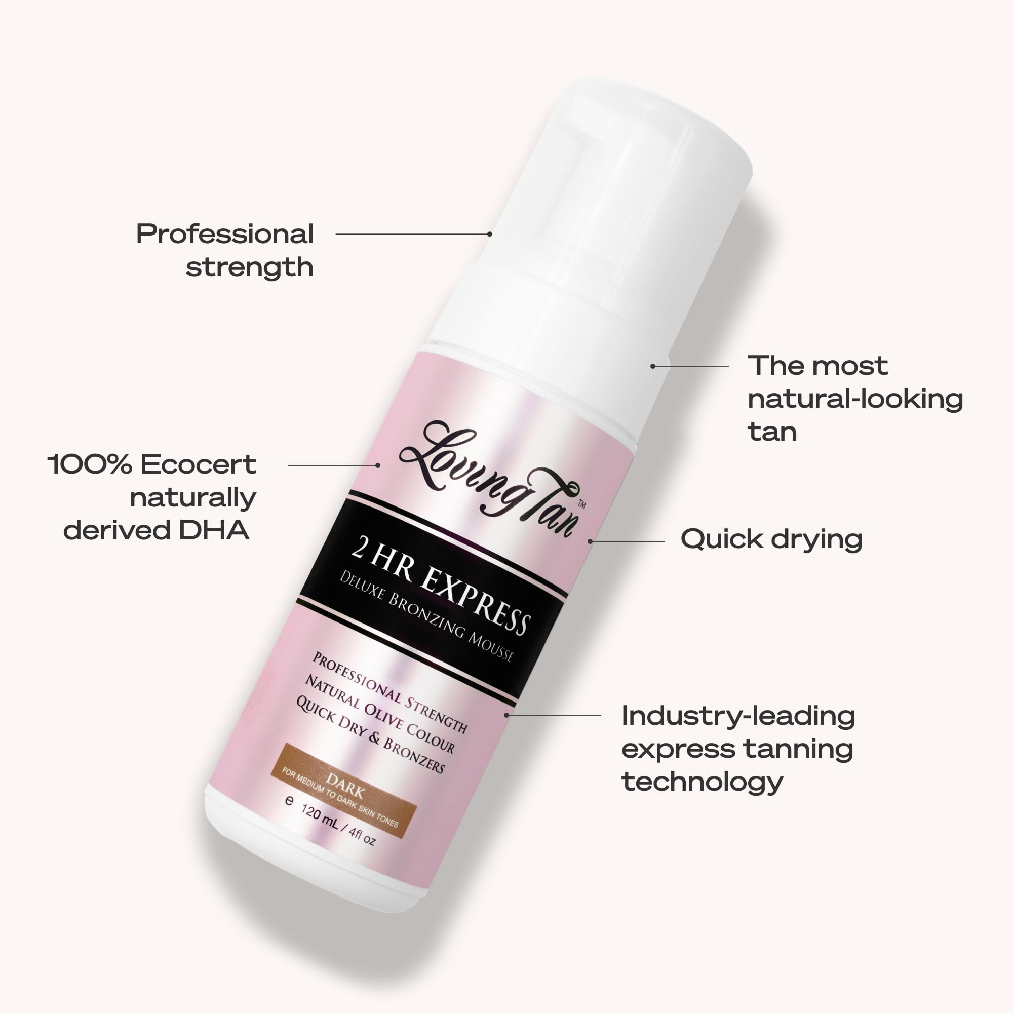 Back label of Loving Tan 2 Hour Express Bronzing Mousse